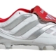 adidas Predator Precision Remade Beckham FG blanche, argent et rouge, vue de profil