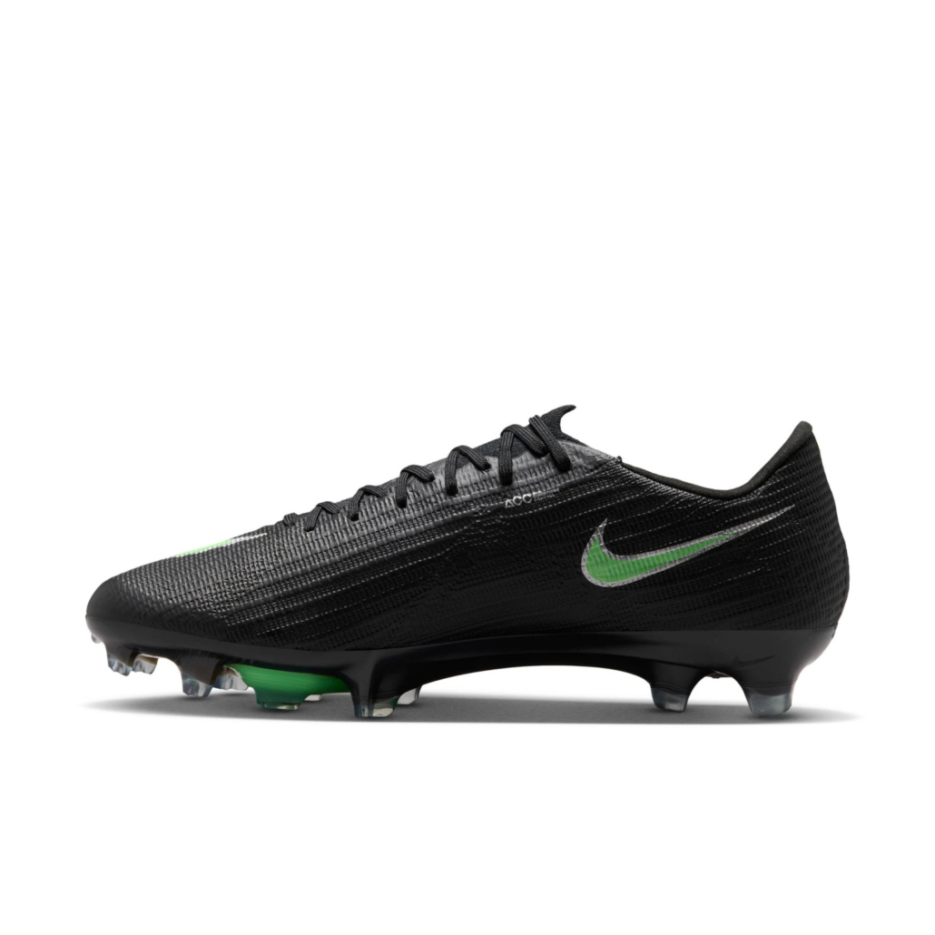 Chaussure de foot Nike Mercurial Superfly 11 Elite FG noire et verte, vue de profil