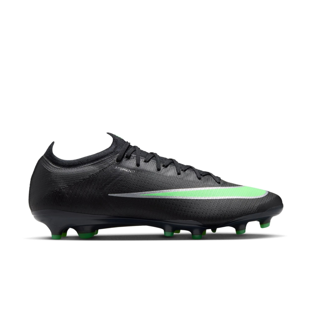 Chaussure de foot Nike Mercurial Vapor 17 Elite noire et verte, vue de profil
