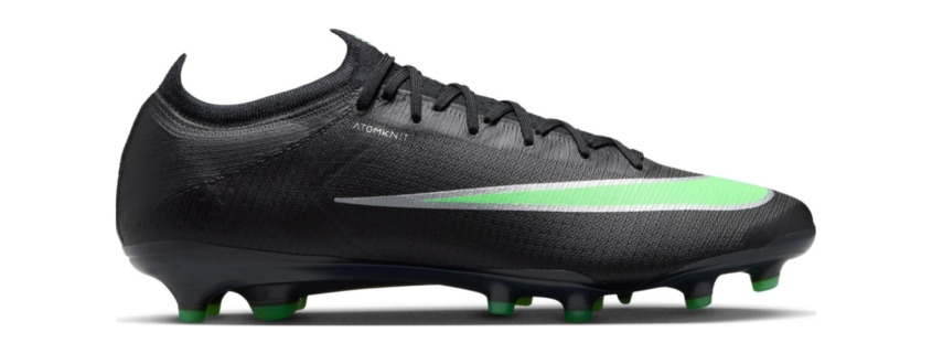 Chaussure de foot Nike Mercurial Vapor 17 Elite noire et verte, vue de profil